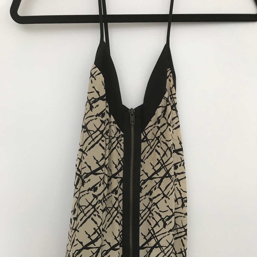 Thin Strap Zipper Patterned Blouse